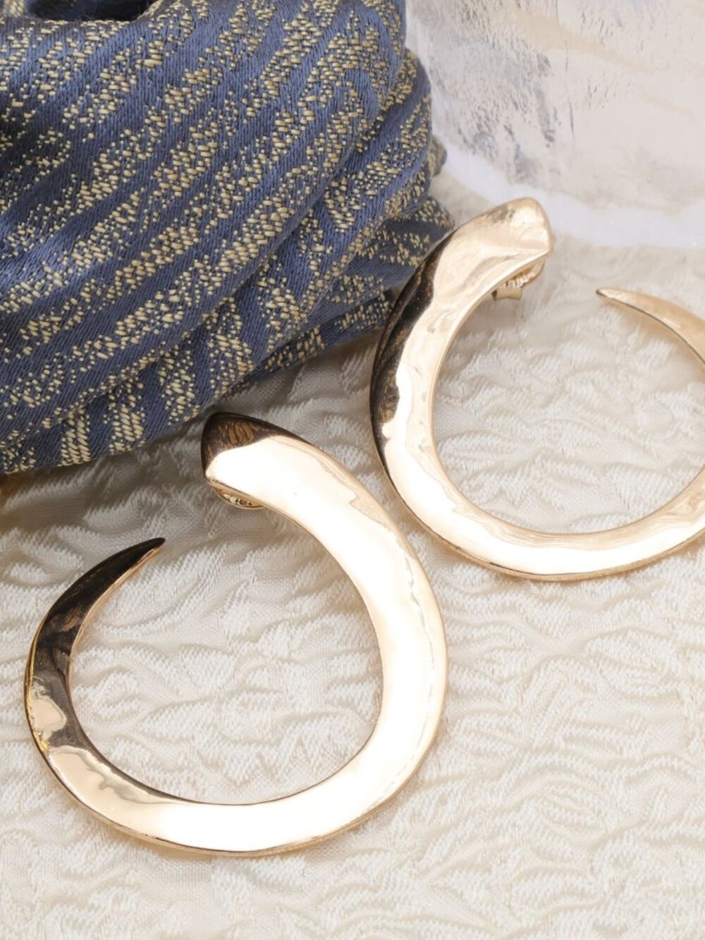 Robert Lee Morris Soho Gold Crescent Hoop Earrings - Picture 2 of 2